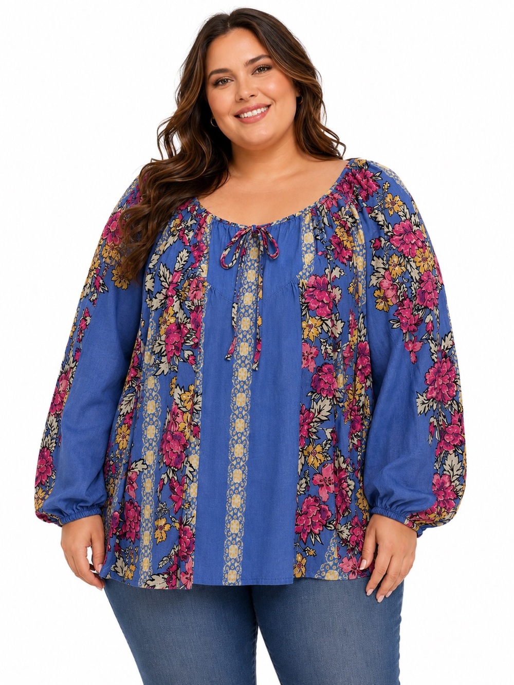 Free People Floral Peasant Blouse Top